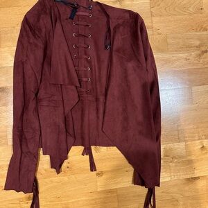 Women's Burgundy Lace-Up Jacket